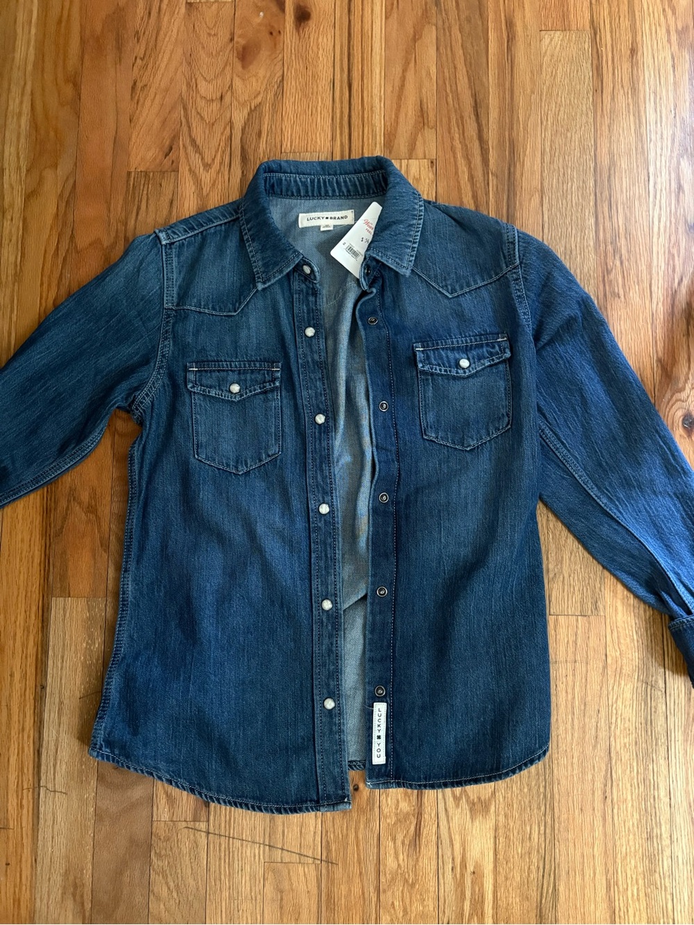 Lucky Brand Dark Blue Denim Western Button Down
